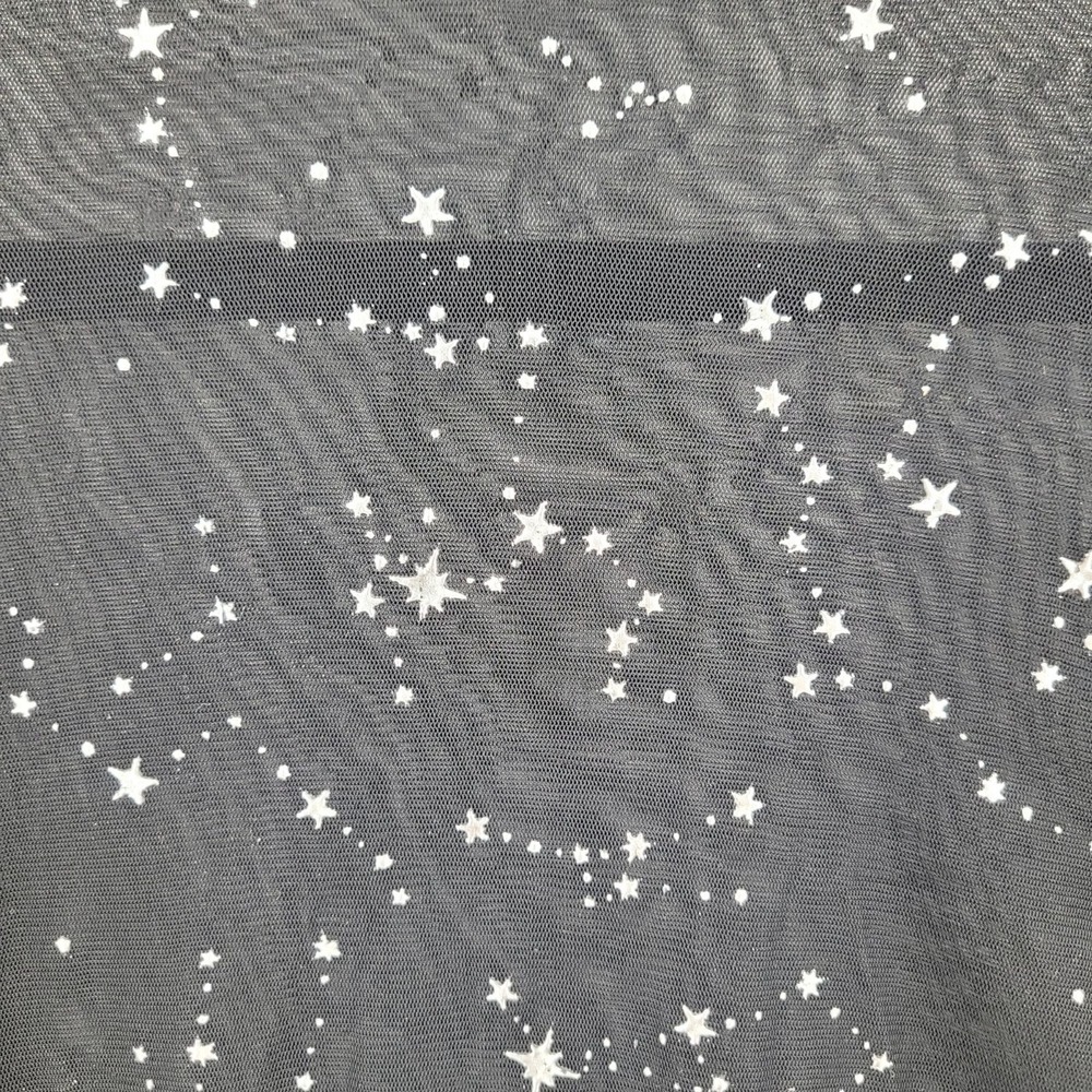 Celestial Cosmic Black Mesh Sheer Bodycon Dress Sz M Star Print Witchy Gothic